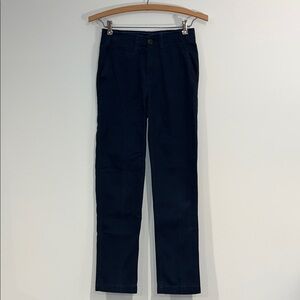 LANDS END Boys 12 Slim Iron Knee Navy Pants Chinos Uniform Adjustable Waist